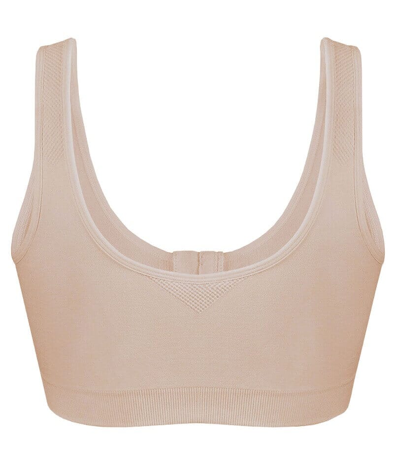 Exquisite Form Fully Seamless Wire-Free Full Coverage Bra with Front Closure - Nude - Image 11