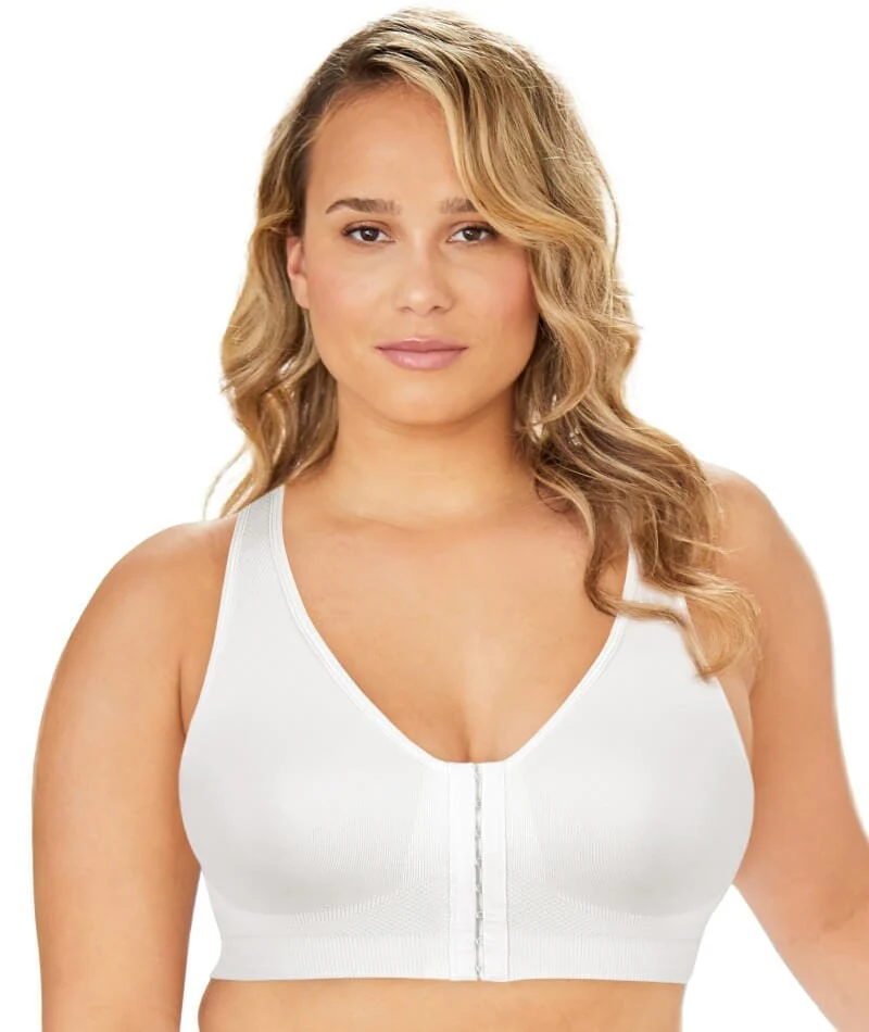 Exquisite Form Fully Seamless Wire-Free Full Coverage Bra with Front Closure - White