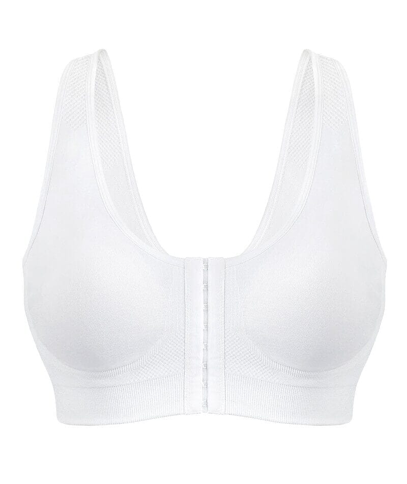 Exquisite Form Fully Seamless Wire-Free Full Coverage Bra with Front Closure - White - Image 10