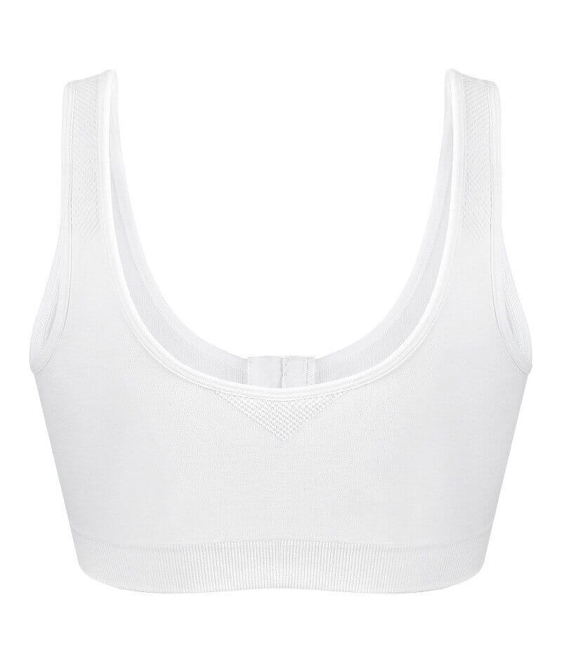 Exquisite Form Fully Seamless Wire-Free Full Coverage Bra with Front Closure - White - Image 11