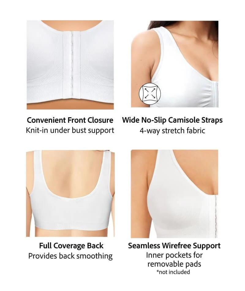 Exquisite Form Fully Seamless Wire-Free Full Coverage Bra with Front Closure - White - Image 5