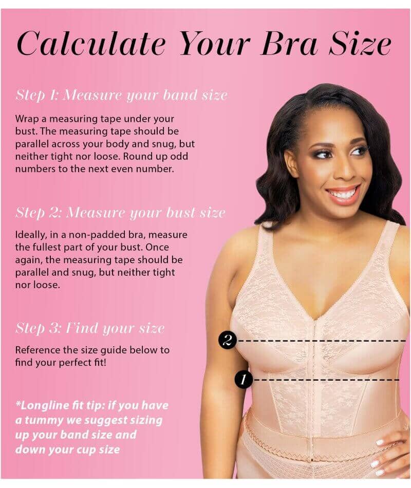Exquisite Form Fully Front Close Wire-Free Longline Posture With Lace Bra - Rose Beige - Image 6