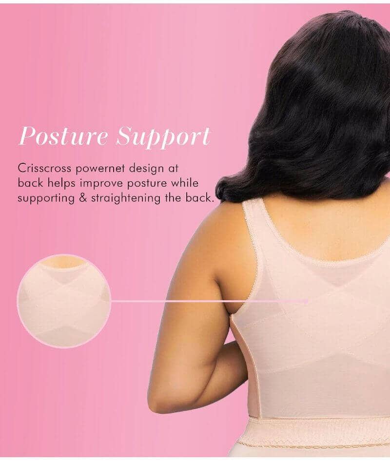 Exquisite Form Fully Front Close Wire-Free Longline Posture With Lace Bra - Rose Beige - Image 7