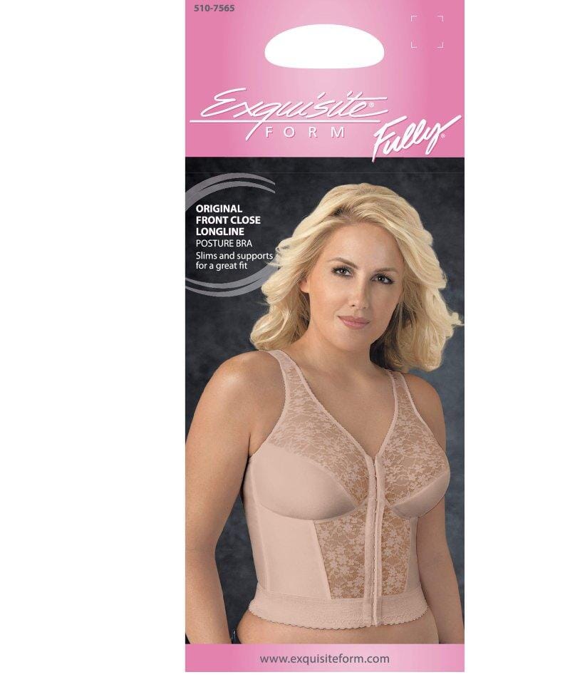 Exquisite Form Fully Front Close Wire-Free Longline Posture With Lace Bra - Rose Beige - Image 8