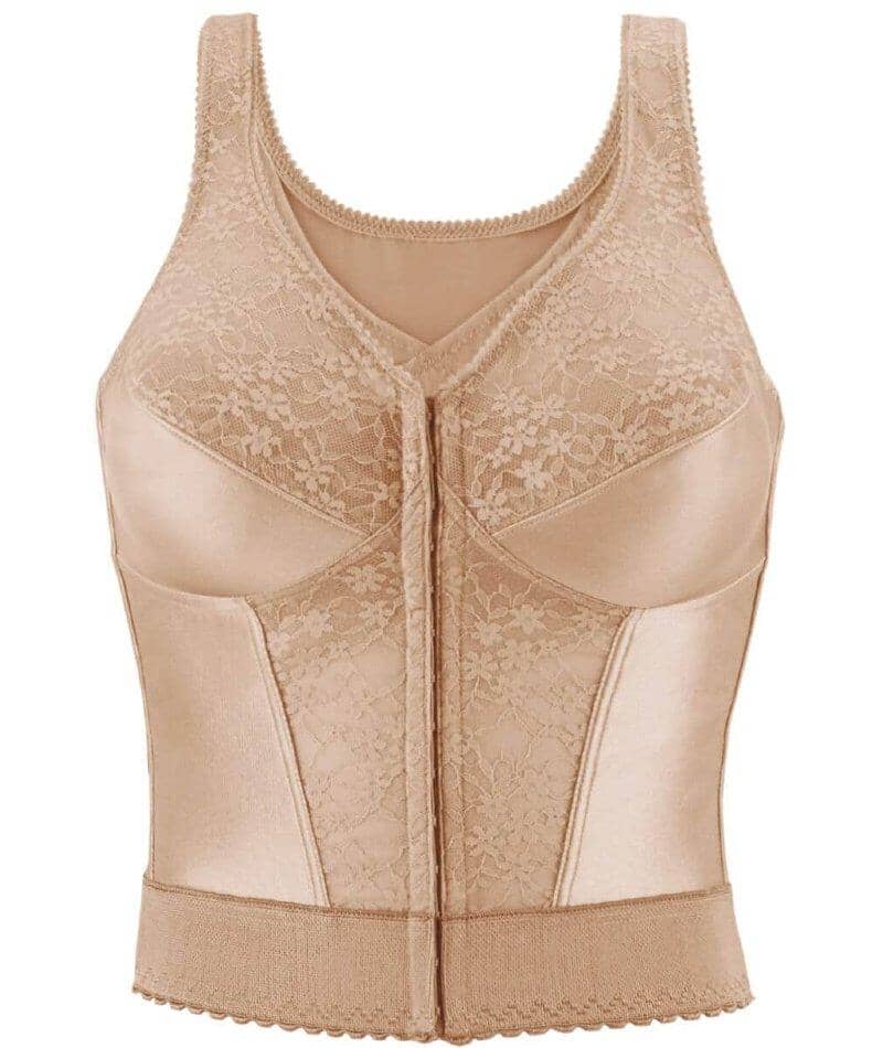 Exquisite Form Fully Front Close Wire-Free Longline Posture With Lace Bra - Rose Beige - Image 9
