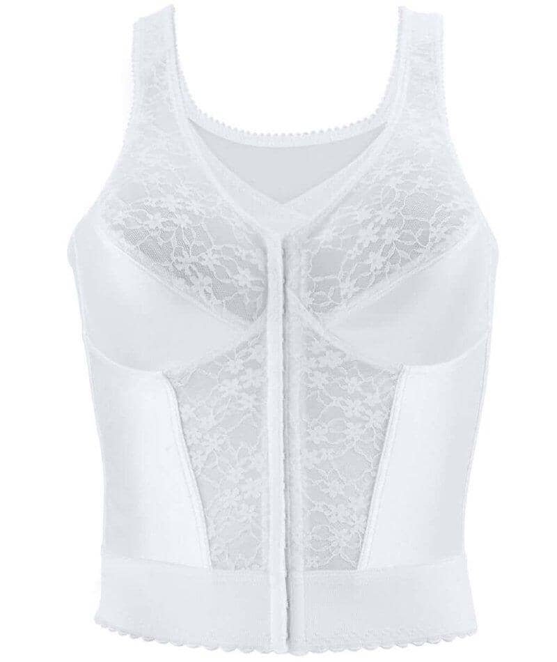 Exquisite Form Fully Front Close Wire-Free Longline Posture With Lace Bra - White - Image 4