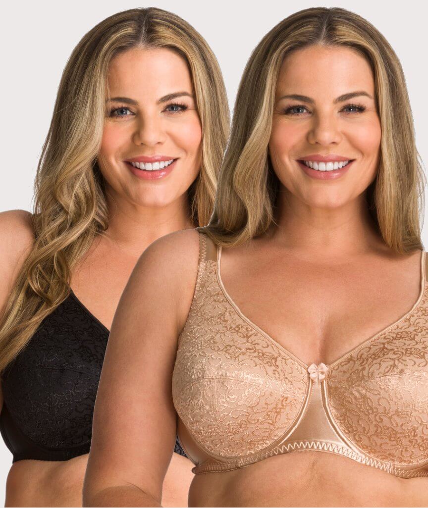 Fayreform Charlotte Underwire Bra 2 Pack - Black/Toffee