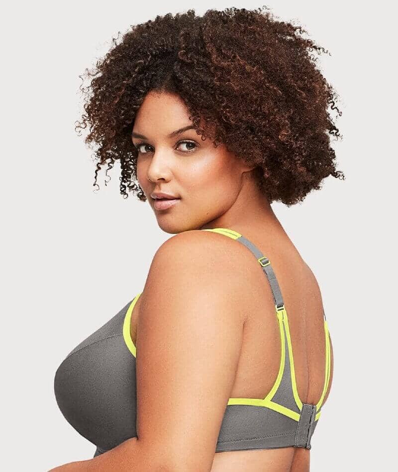 Glamorise No-Bounce Camisole Wire-Free Sports Bra - Gray/Yellow - Image 3