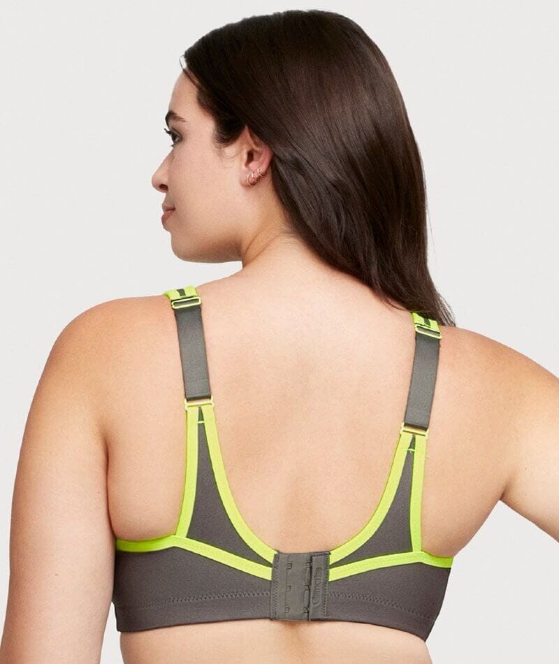 Glamorise No-Bounce Camisole Wire-Free Sports Bra - Gray/Yellow - Image 5