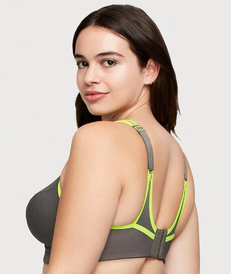 Glamorise No-Bounce Camisole Wire-Free Sports Bra - Gray/Yellow - Image 7