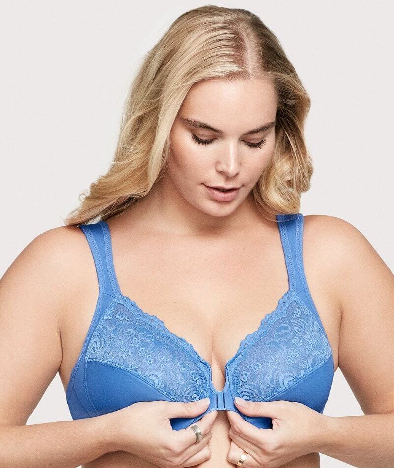 Glamorise WonderWire Front-Closure Bra - Blue - Image 3