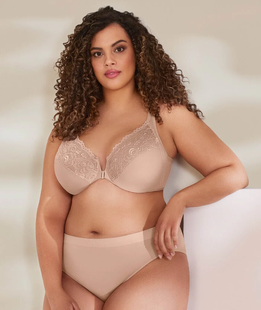 Glamorise WonderWire Front-Closure Bra - Cafe - Image 3