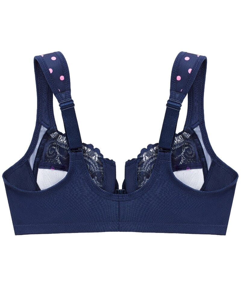 Glamorise WonderWire Front-Closure Bra - Navy Print - Image 7