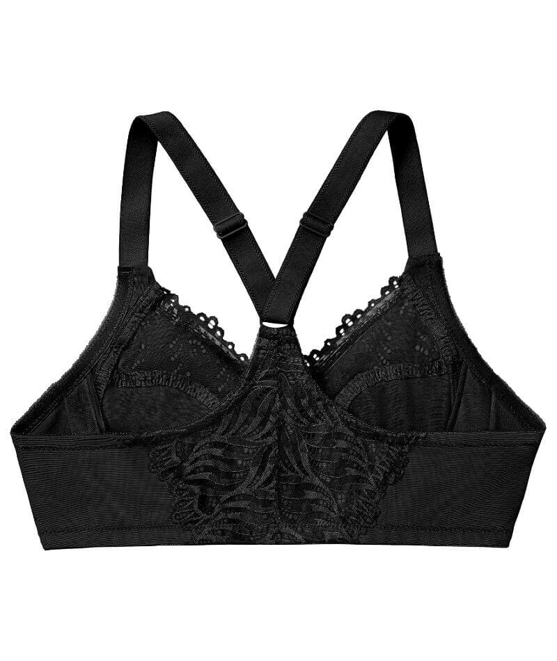Glamorise Front-Closure T-Back WonderWire Bra - Black - Image 7