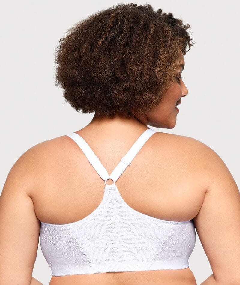Glamorise Front-Closure T-Back WonderWire Bra - White - Image 2