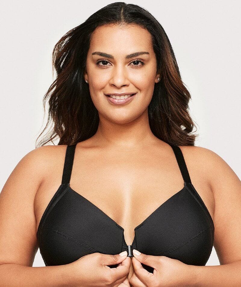 Glamorise Front-Closure Smoothing WonderWire Bra - Black - Image 3