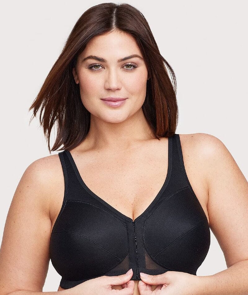 Glamorise Magiclift Front-Closure Posture Back Wire-Free Bra - Black - Image 3