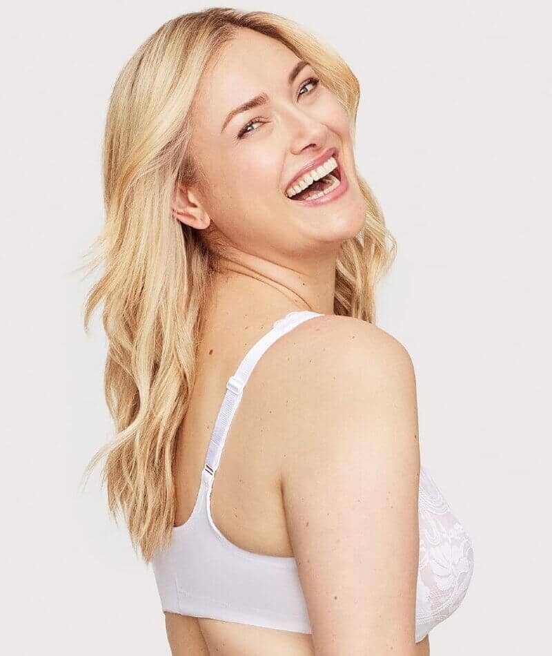 Glamorise WonderWire Front-Closure Stretch Lace Bra - White - Image 4