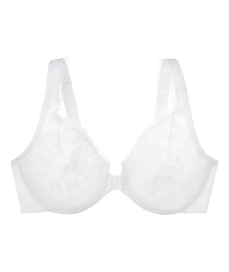 Glamorise WonderWire Front-Closure Stretch Lace Bra - White - Image 6