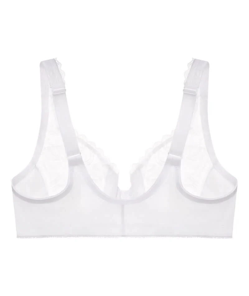 Glamorise WonderWire Front-Closure Stretch Lace Bra - White - Image 7