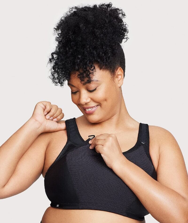 Glamorise Custom Control Wire-Free Sports Bra - Solid Black - Image 3