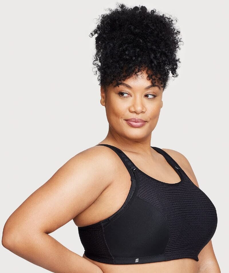 Glamorise Custom Control Wire-Free Sports Bra - Solid Black - Image 4