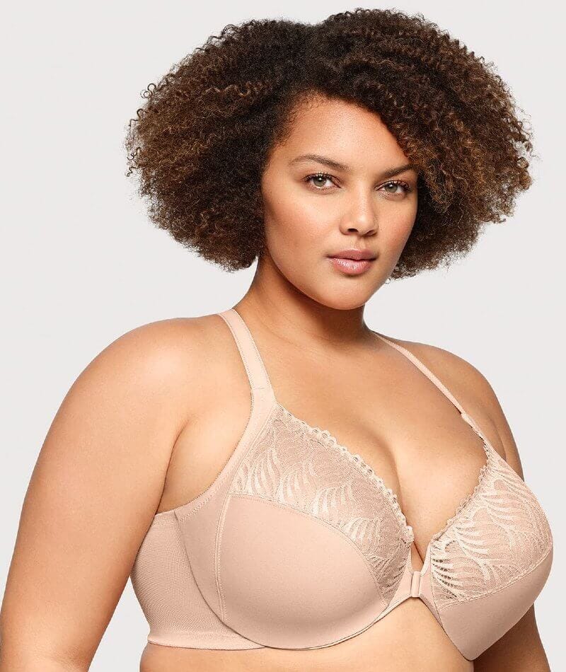 Glamorise Front-Closure T-Back WonderWire Bra - Cafe - Image 4