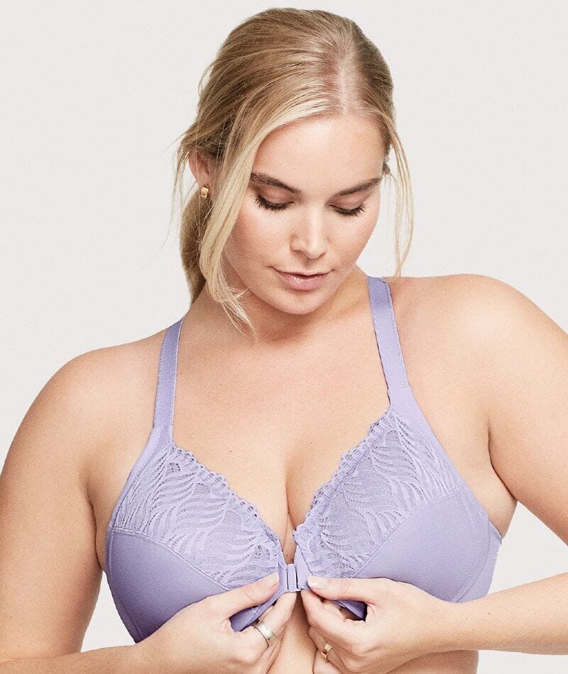 Glamorise Front-Closure T-Back WonderWire Bra - Soft Lilac - Image 3