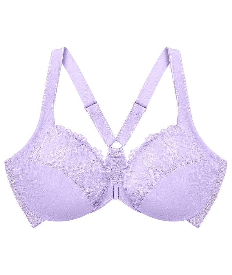 Glamorise Front-Closure T-Back WonderWire Bra - Soft Lilac - Image 7