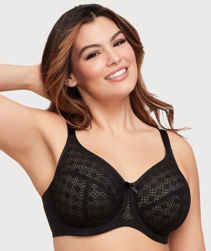 Glamorise Lace Comfort WonderWire Bra - Black - Image 3