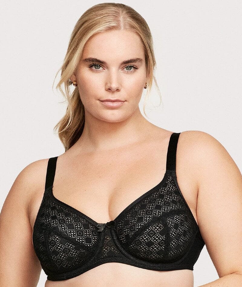 Glamorise Lace Comfort WonderWire Bra - Black - Image 4