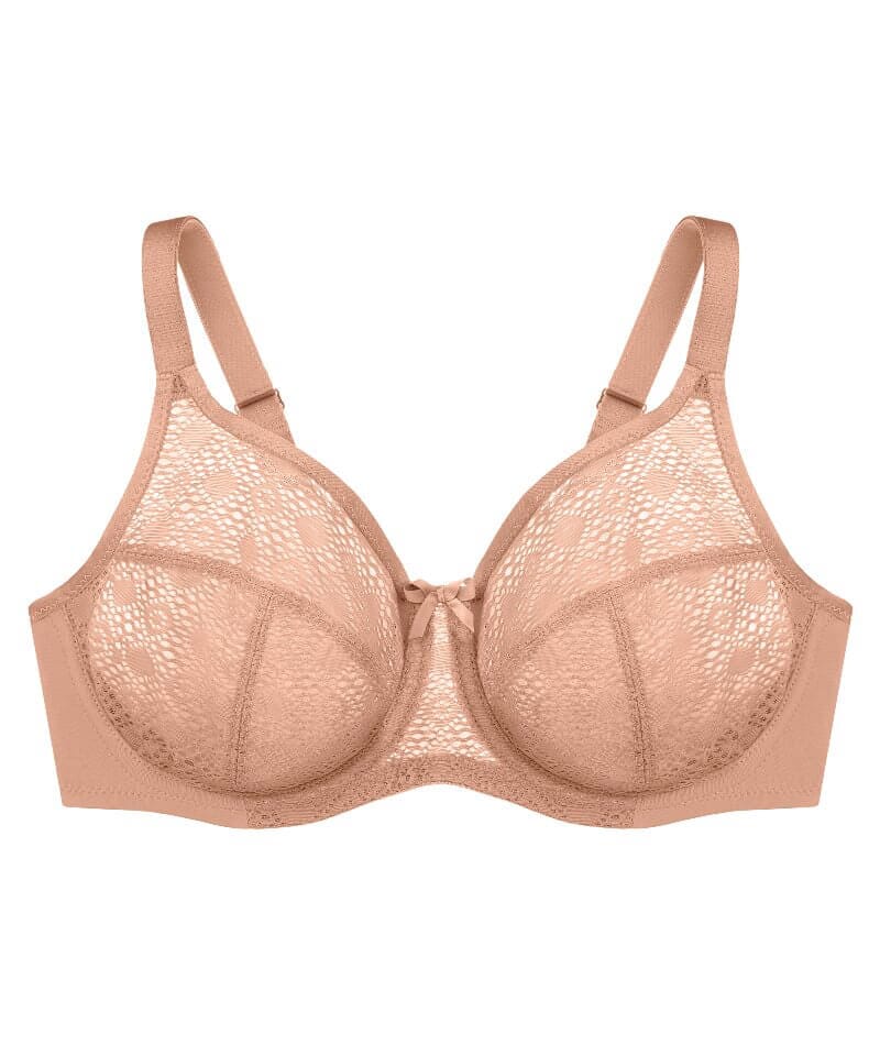 Glamorise Lace Comfort WonderWire Bra - Cappuccino - Image 8