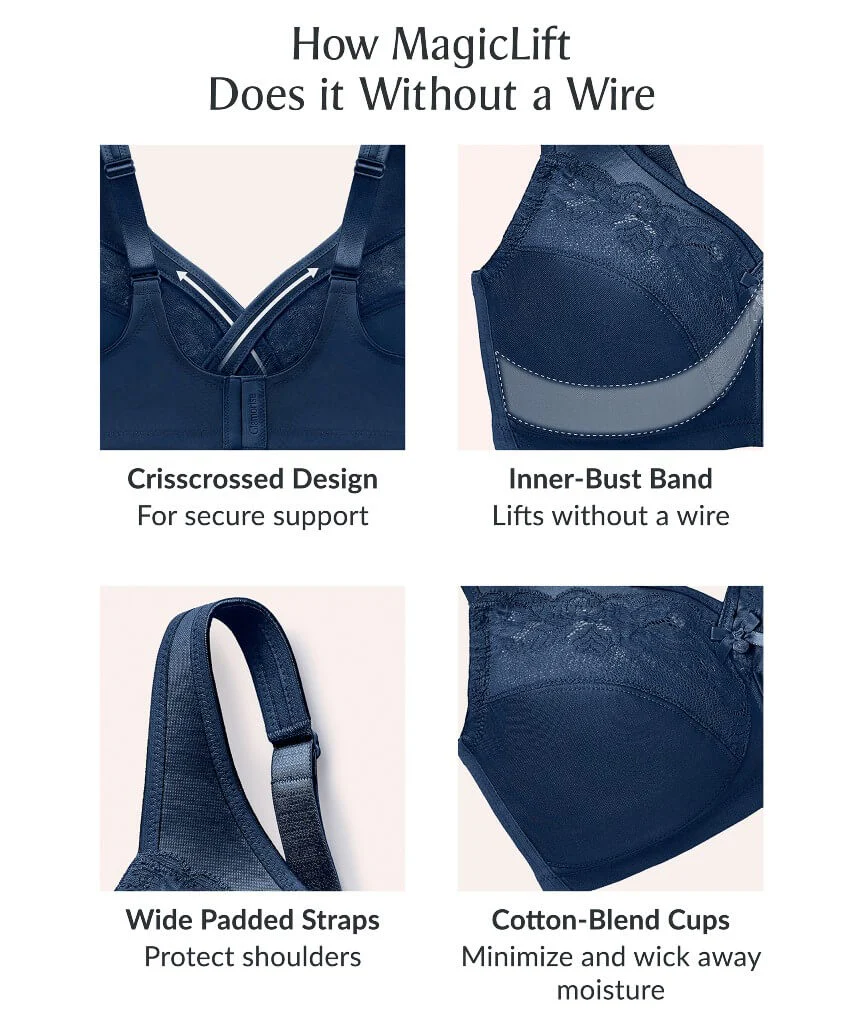 Glamorise Magiclift Minimizer Wire-Free Bra - Blue - Image 7