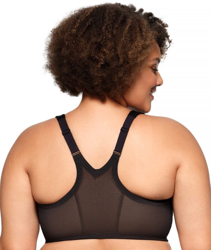 Glamorise MagicLift Wire-Free Front-Closure Racerback Bra - Black - Image 2