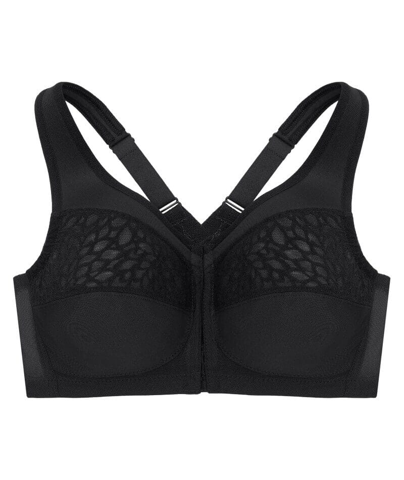 Glamorise MagicLift Wire-Free Front-Closure Racerback Bra - Black - Image 4