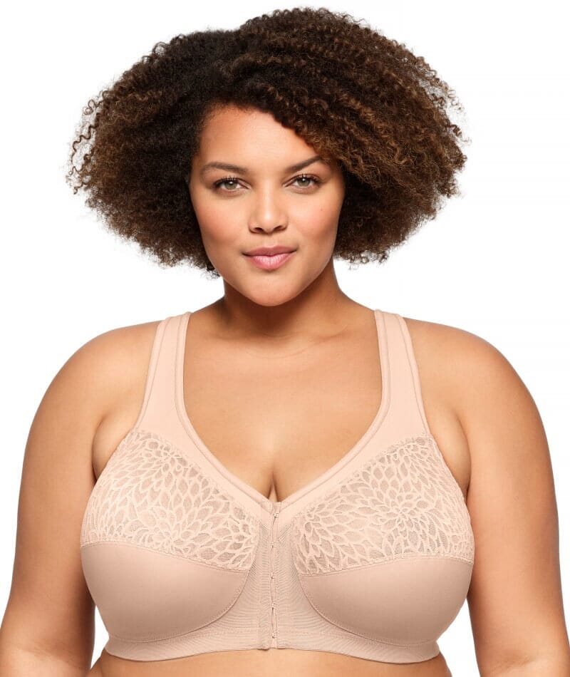 Glamorise MagicLift Wire-Free Front-Closure Racerback Bra - Cafe