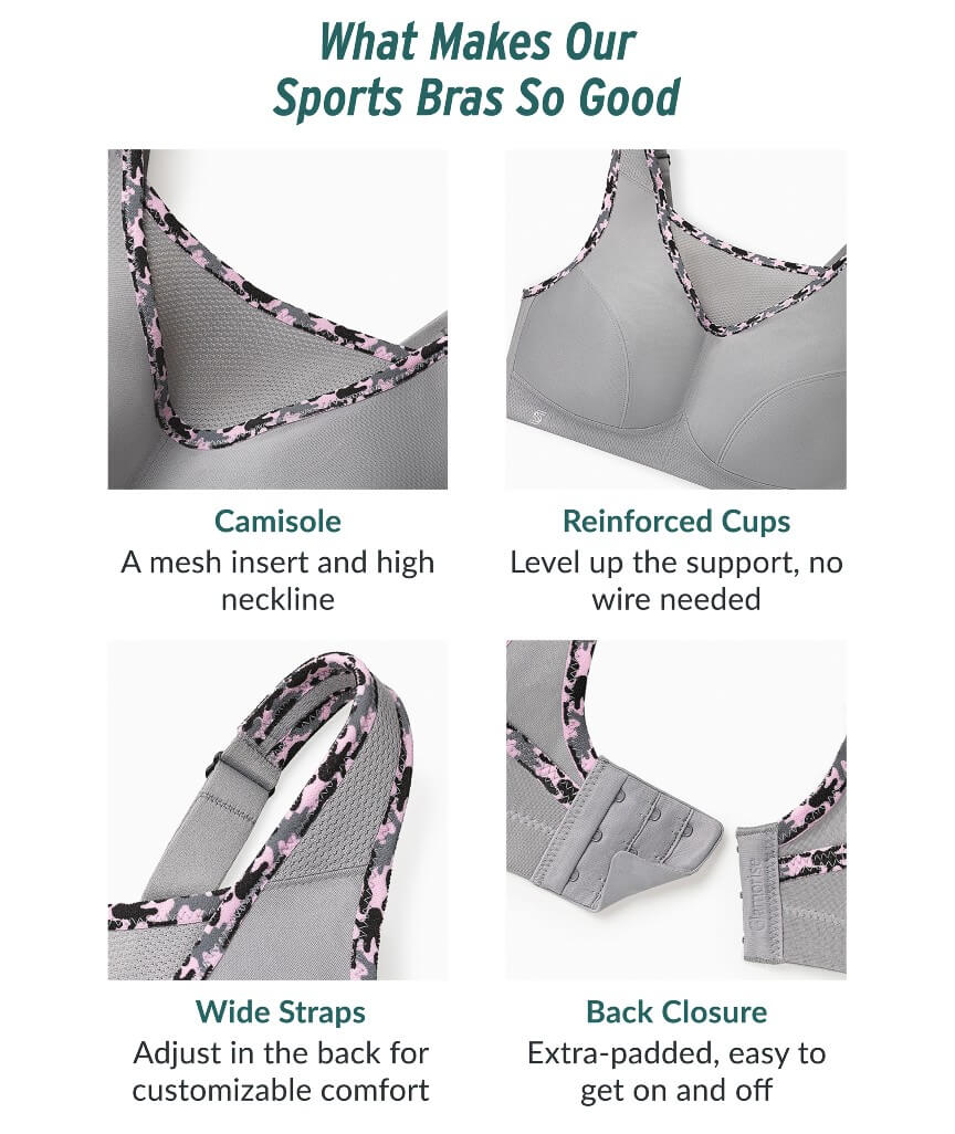 Glamorise No-Bounce Camisole Wire-Free Sports Bra - Gray/Yellow - Image 9