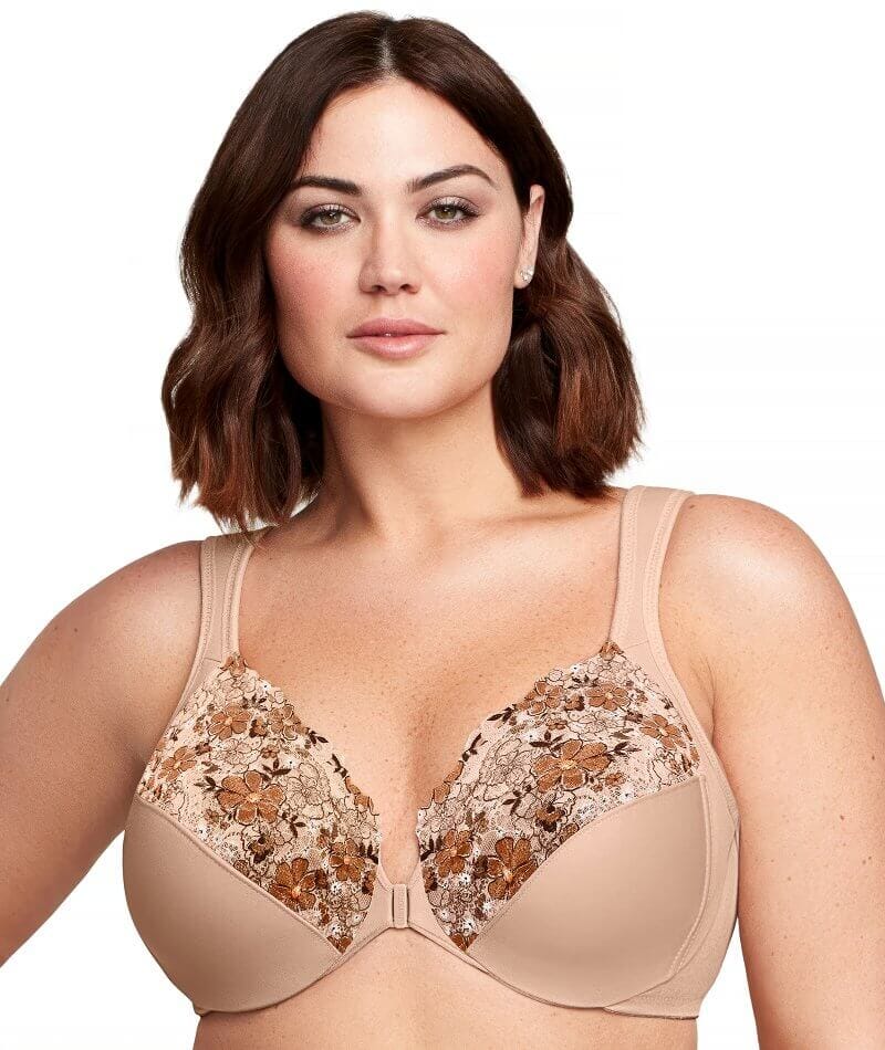 Glamorise WonderWire Front-Closure Bra - Cafe Print