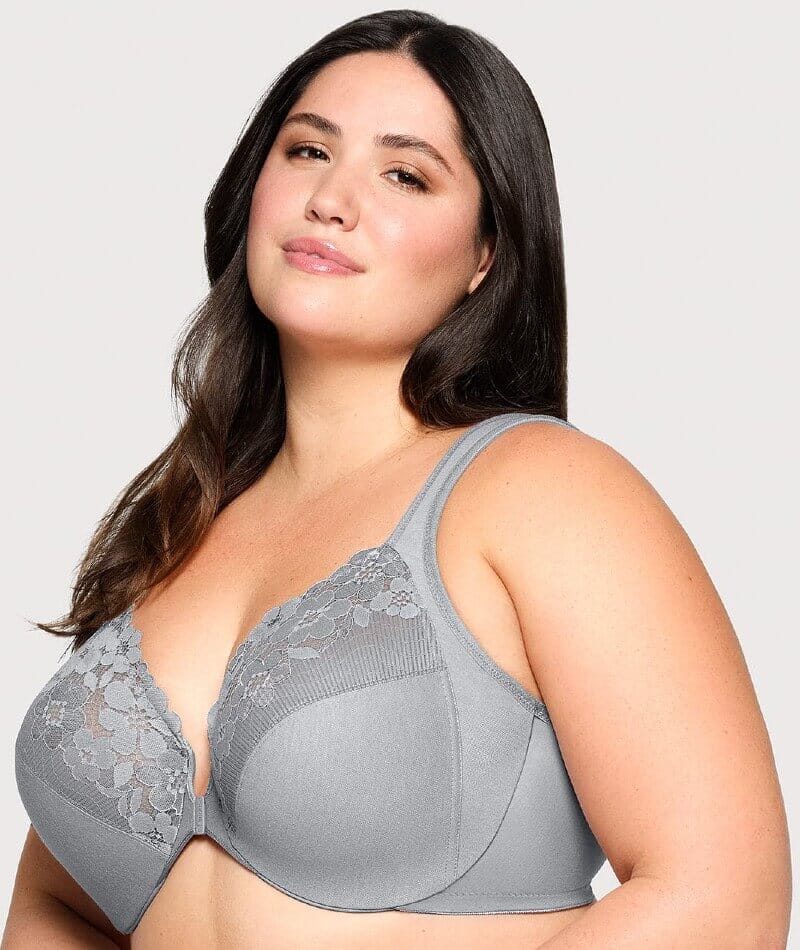 Glamorise WonderWire Front-Closure Cotton Bra - Silver - Image 3