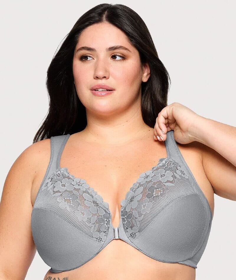 Glamorise WonderWire Front-Closure Cotton Bra - Silver - Image 4