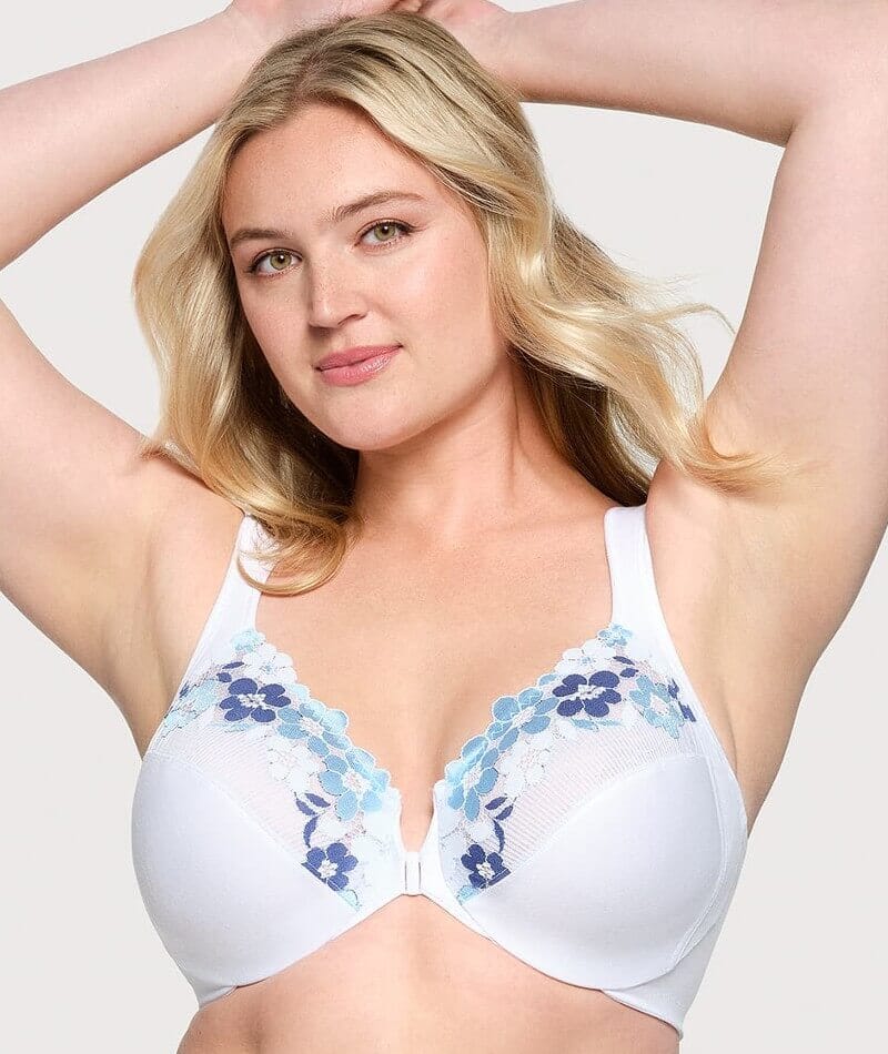 Glamorise WonderWire Front-Closure Cotton Bra - White - Image 4