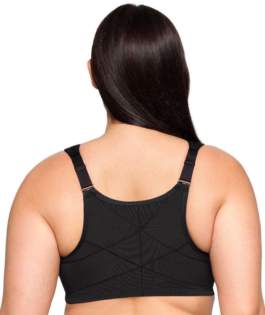Glamorise WonderWire Front-Closure Posture Back Lace Bra - Black - Image 2