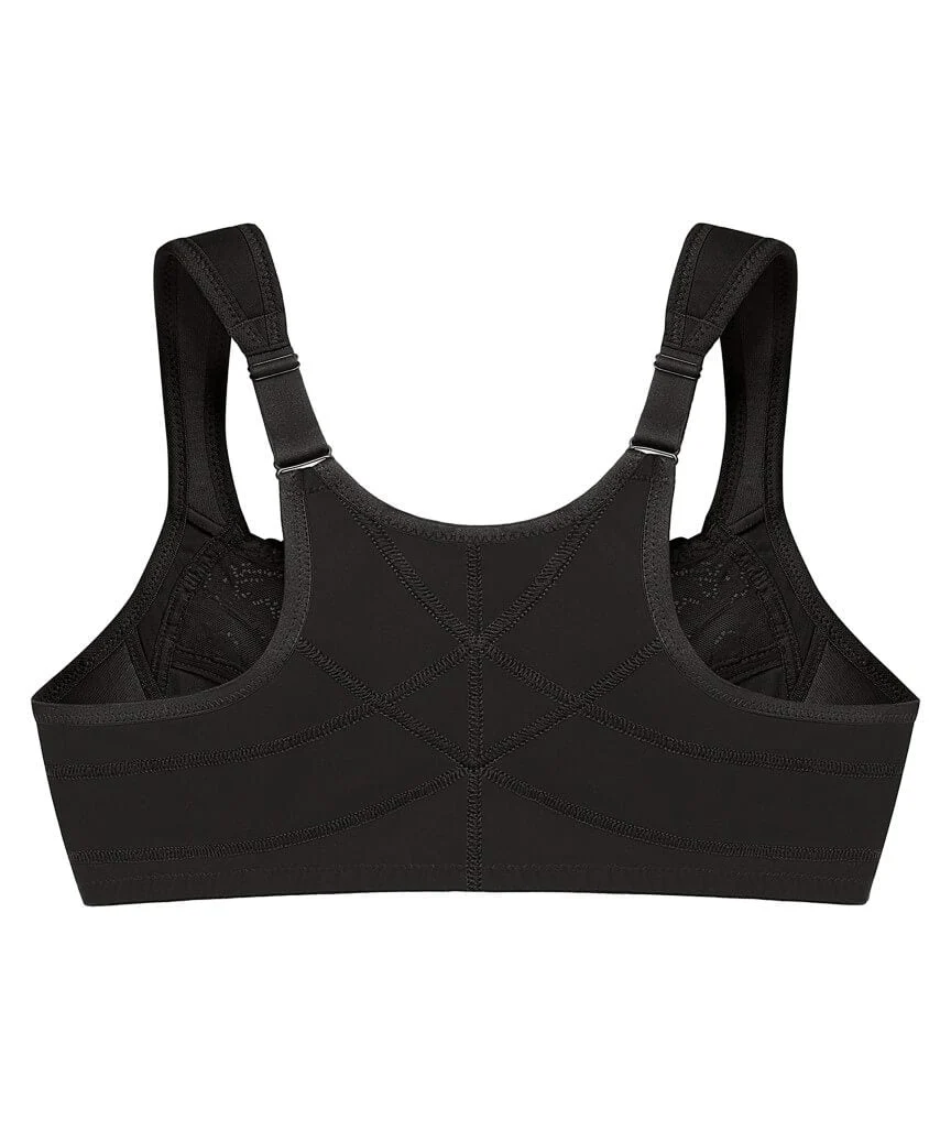 Glamorise WonderWire Front-Closure Posture Back Lace Bra - Black - Image 5