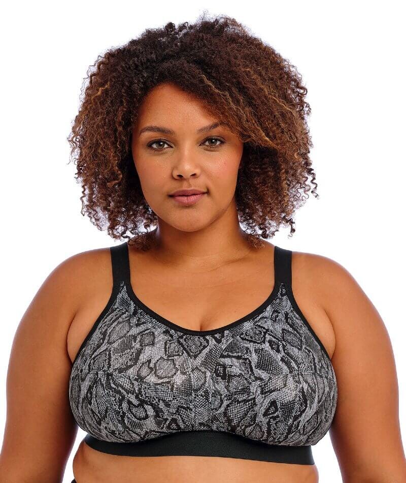 Goddess Sport Wire-Free Sports Bra - Black Snake