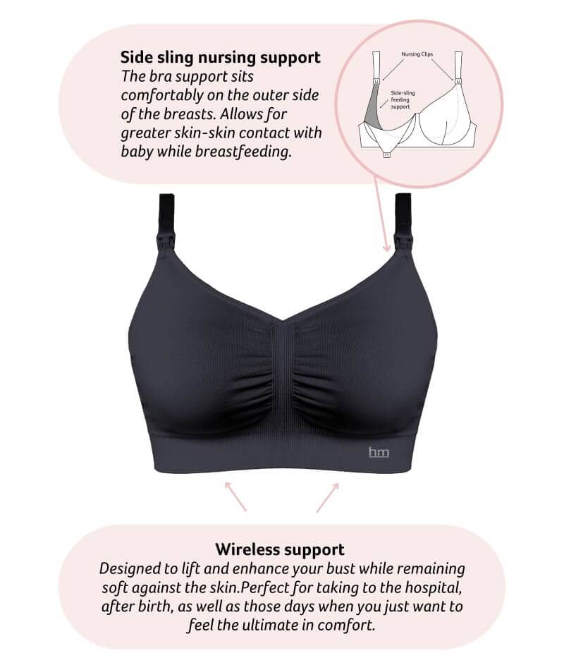 Hotmilk My Necessity Seamless DD-G Cup Maternity & Nursing Wire-Free Bra - Black - Image 6