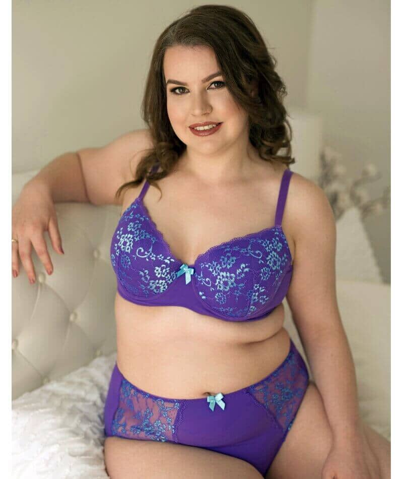 Lady Emprezz Frenchie High Waist Brief - Purple/Aqua - Image 3