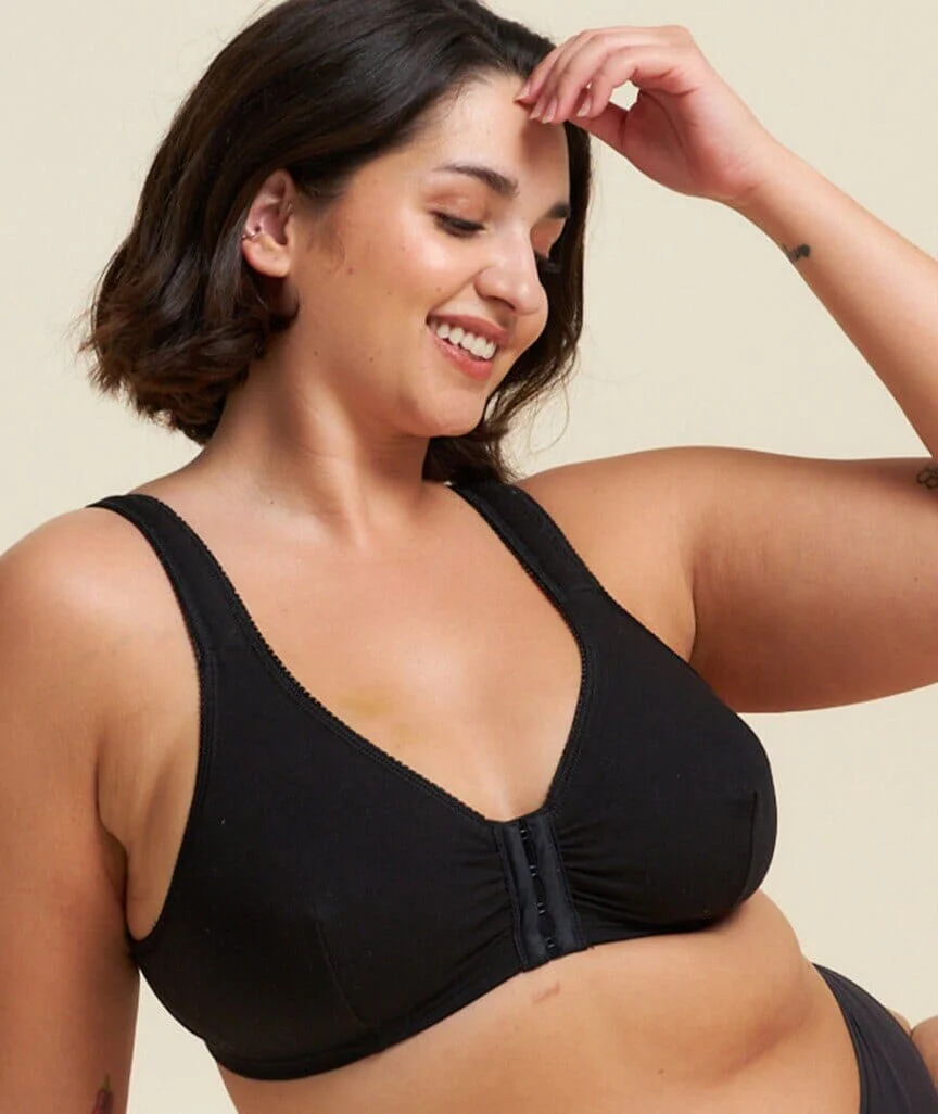 Leading Lady The Meryl Cotton Front Opening Wire-free Leisure Bra - Black - Image 4