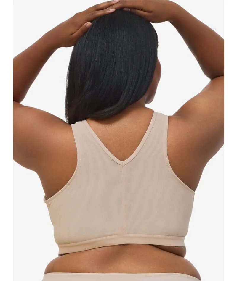 Leading Lady Harper Plus Size Back Smoothing Wirefree Front Close Bra - Sand - Image 2
