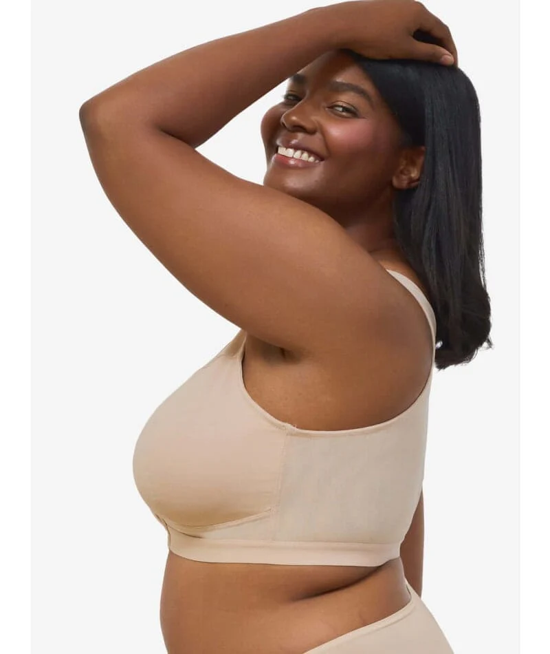 Leading Lady Harper Plus Size Back Smoothing Wirefree Front Close Bra - Sand - Image 3