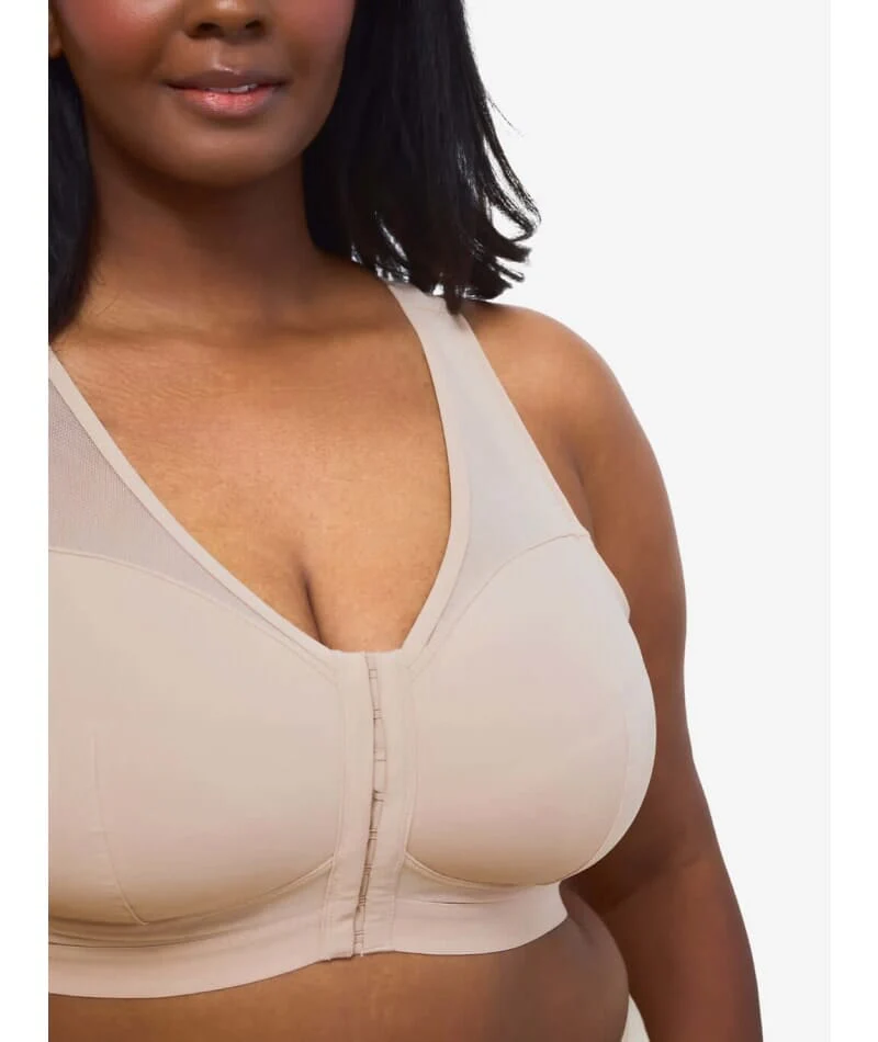 Leading Lady Harper Plus Size Back Smoothing Wirefree Front Close Bra - Sand - Image 4